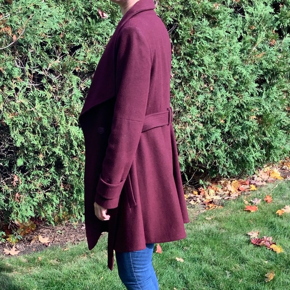 ASOS Burgundy/maroon belted trench coat - Picture 6 of 6